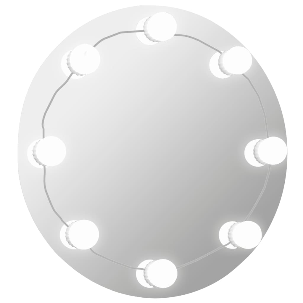 vidaXL Espelho de parede com luzes LED vidro redondo