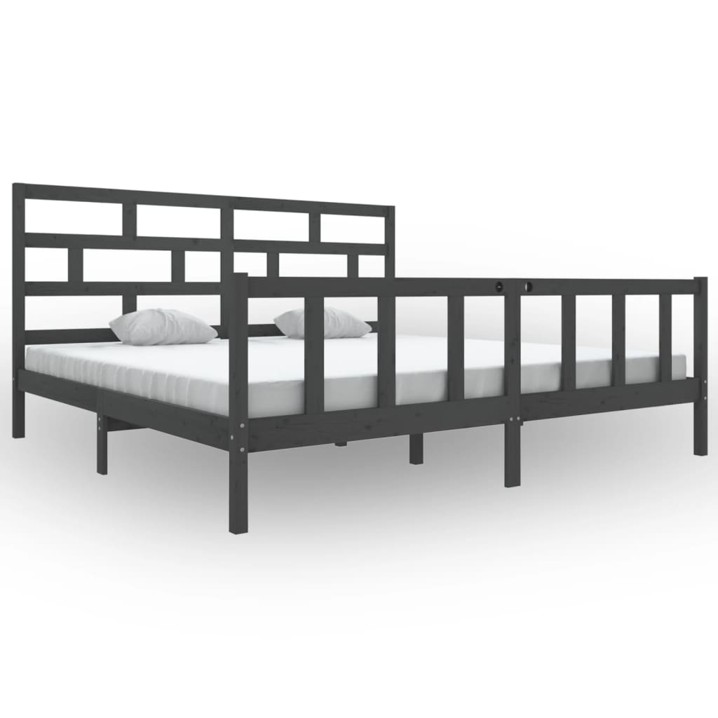 vidaXL Estrutura de cama super king 180x200 cm pinho maciço cinza