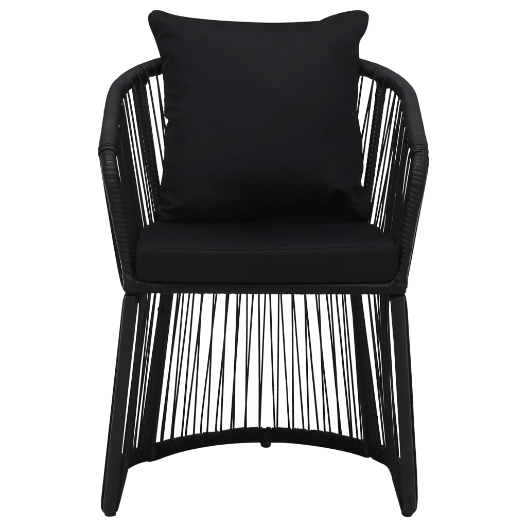 vidaXL Cadeiras jardim 2 pcs c/ almofadões e almofadas vime PVC preto