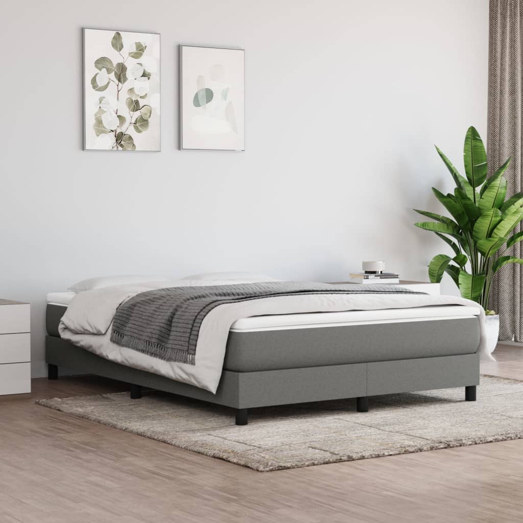vidaXL Estrutura de cama com molas 140x190 cm tecido cinza-escuro