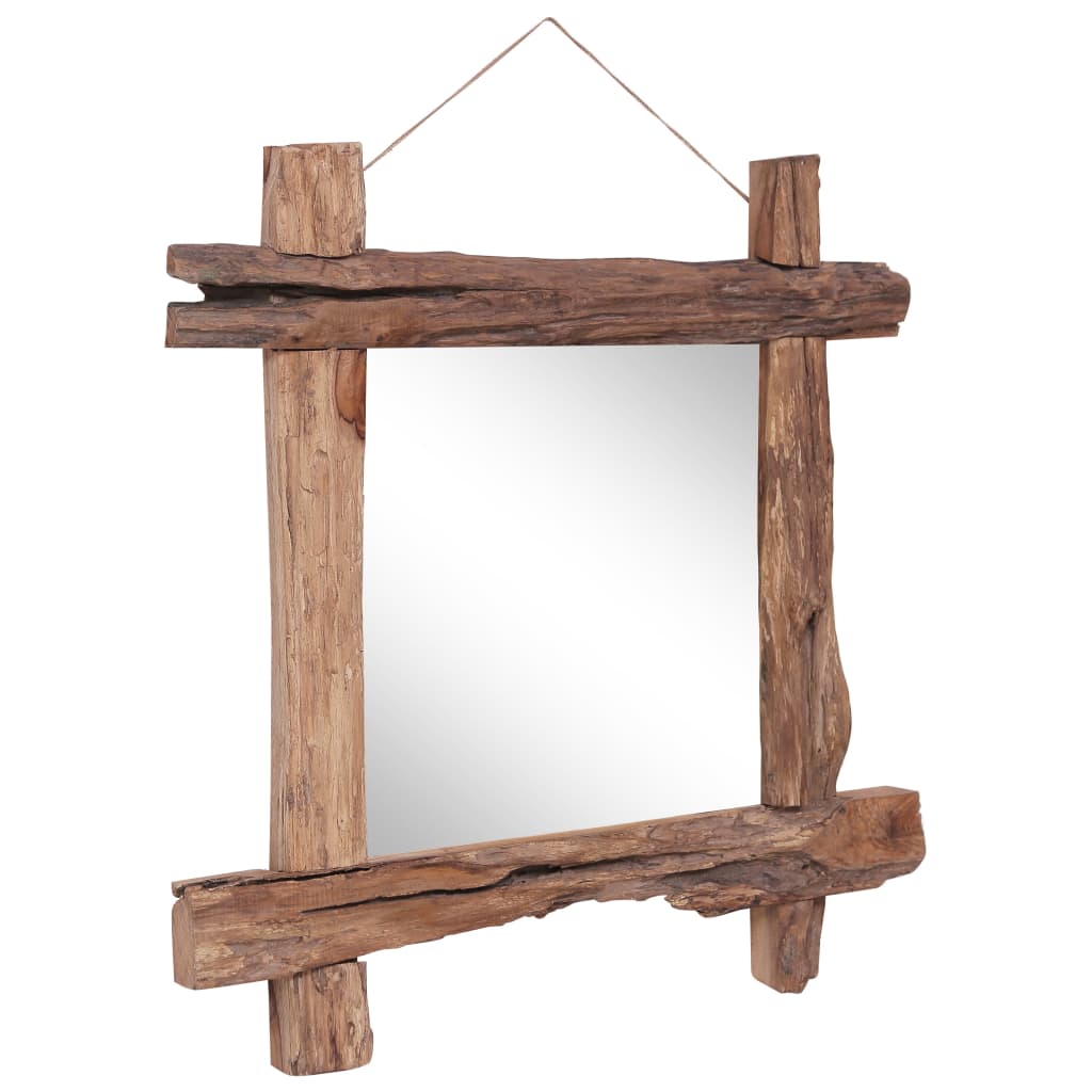 vidaXL Espelho de troncos 70x70 cm madeira recuperada maciça natural