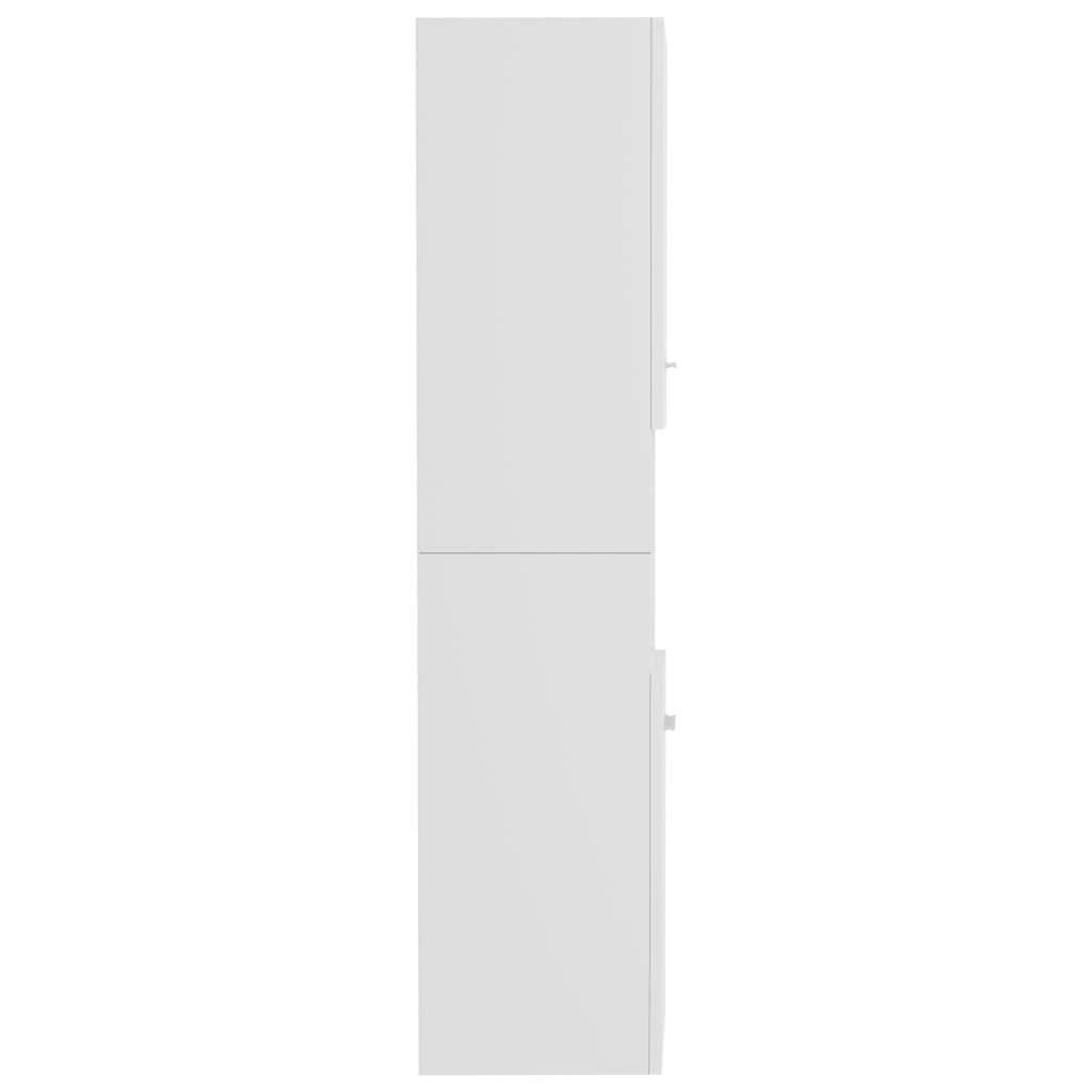 vidaXL Armário casa de banho 30x30x130 cm contrapl. branco brilhante
