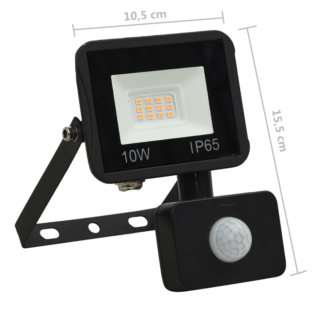 vidaXL Projetor c/ iluminação LED e sensor 10 W branco quente