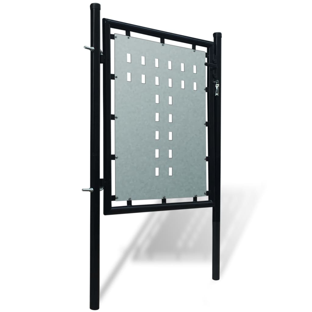 vidaXL Portão de cerca com porta única 100x125 cm preto