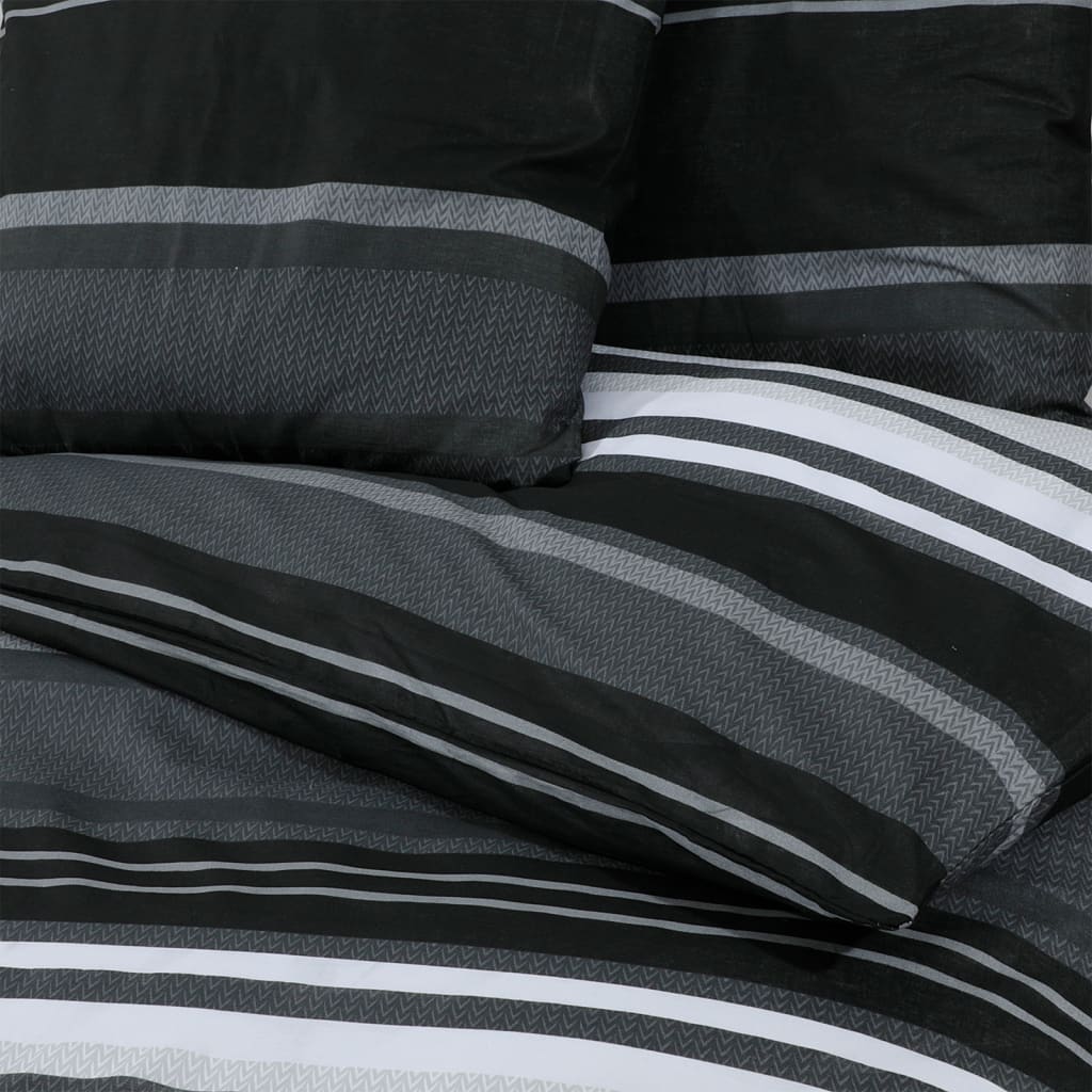 vidaXL Conjunto de capa de edredão 155x220cm algodão preto e branco