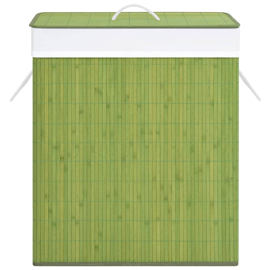 vidaXL Cesto para roupa suja c/ 2 secções 100 L bambu verde