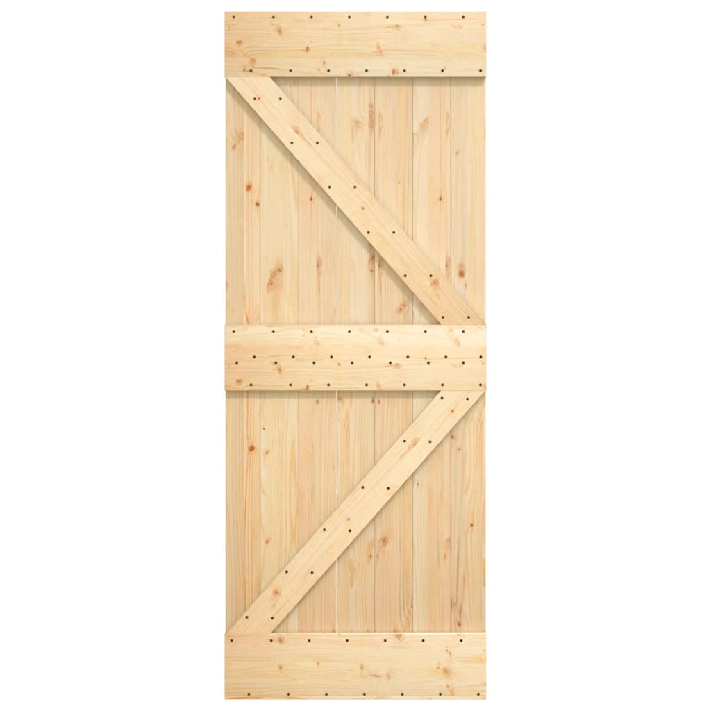 vidaXL Porta de correr com ferragens 70x210 cm madeira de pinho maciça