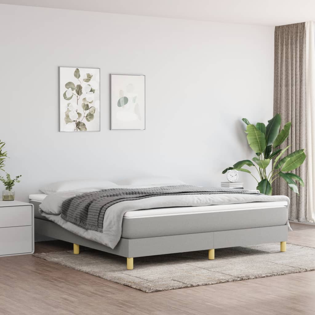 vidaXL Estrutura de cama com molas 180x200 cm tecido cinza-claro