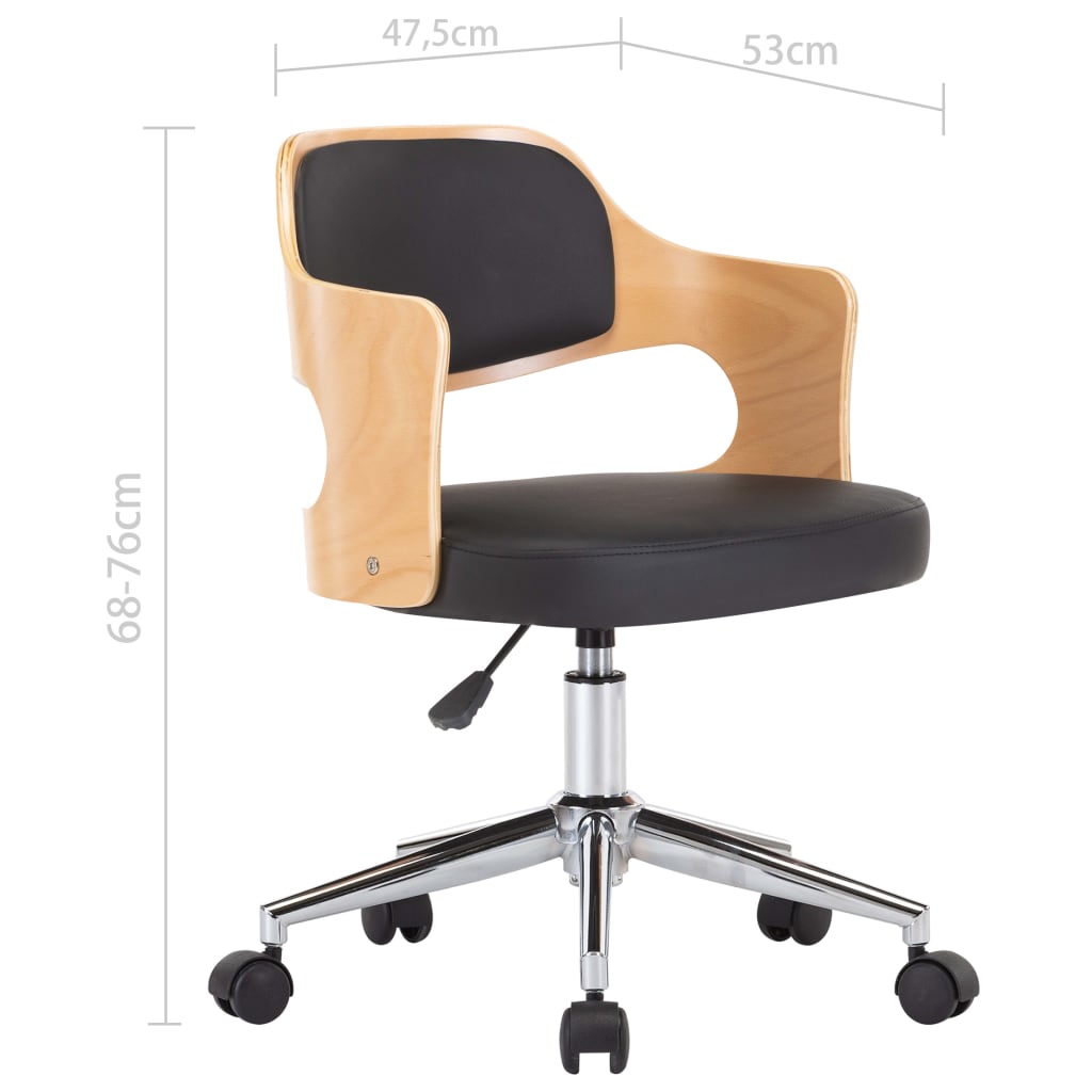 vidaXL Cadeira jantar giratória madeira curvada/couro artificial preto