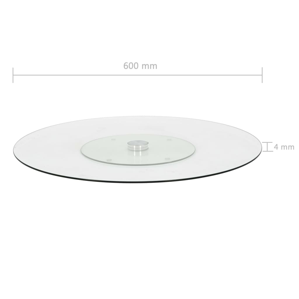 vidaXL Prato giratório transparente vidro temperado 60 cm