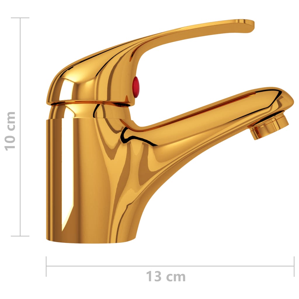 vidaXL Torneira misturadora de lavatório 13x10 cm dourado