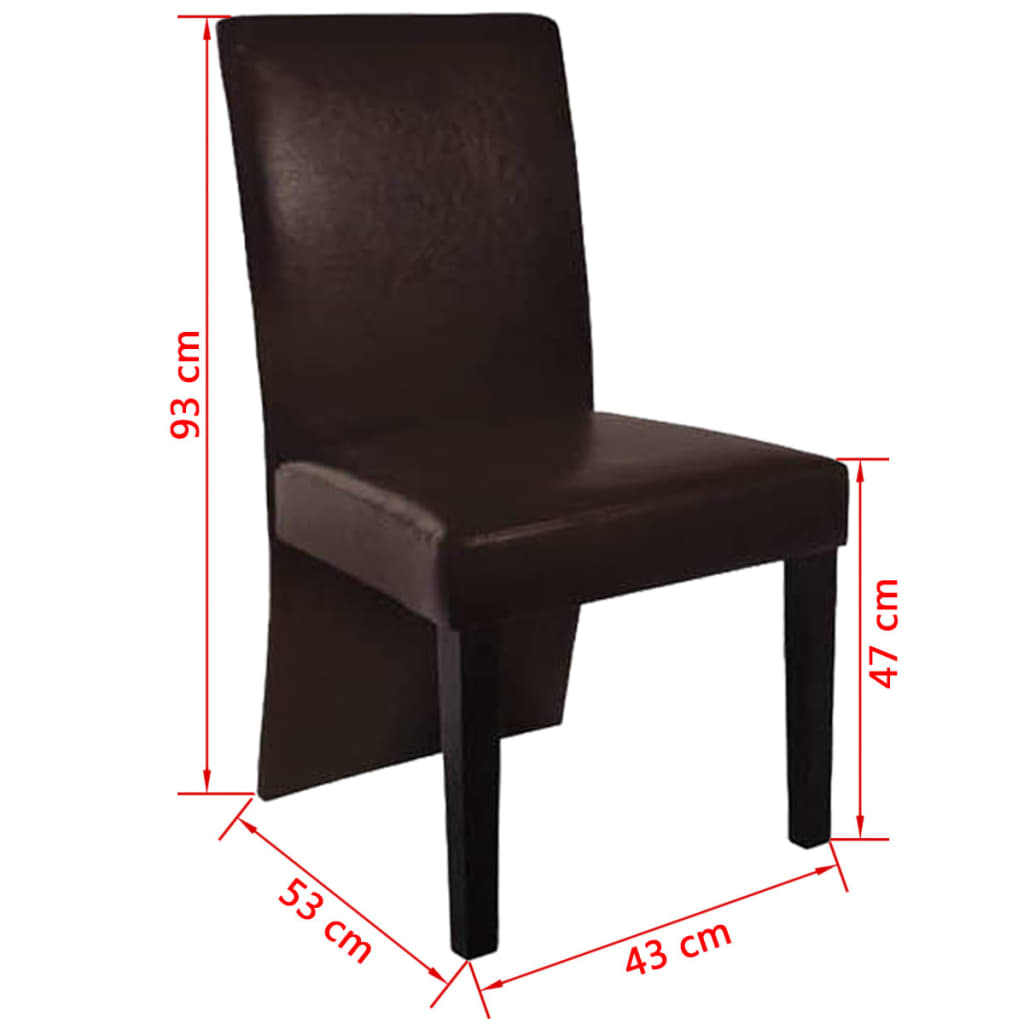 vidaXL Cadeiras de jantar 4 pcs couro artificial castanho-escuro