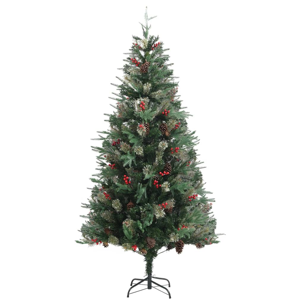 vidaXL Árvore de Natal com pinhas 225 cm PVC e PE verde