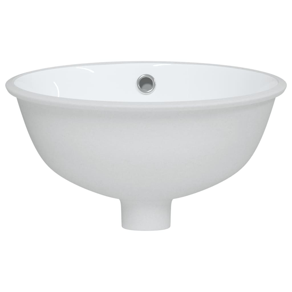 vidaXL Lavatório casa de banho oval 33x29x16,5 cm cerâmica branco