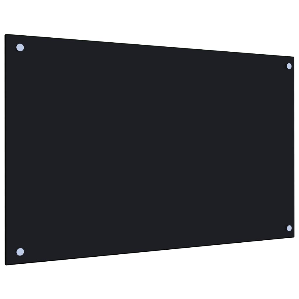 vidaXL Painel anti-salpicos de cozinha 80x50 cm vidro temperado preto