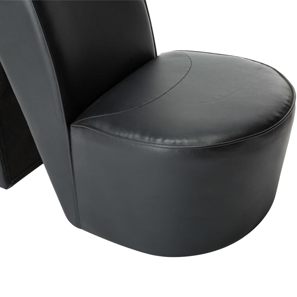 vidaXL Cadeira estilo sapato de salto alto couro artificial preto