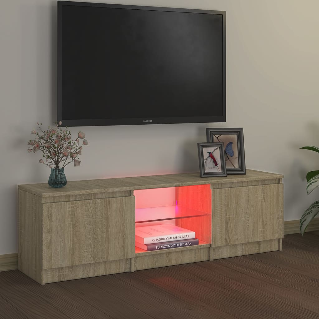 vidaXL Móvel de TV com luzes LED 120x30x35,5 cm carvalho sonoma