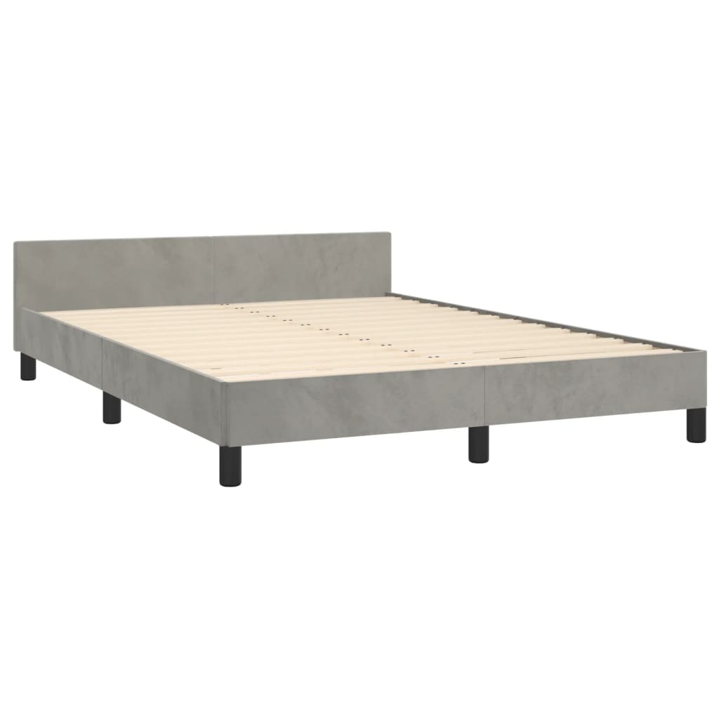 vidaXL Estrutura de cama c/ cabeceira 140x200 cm veludo cinzento-claro