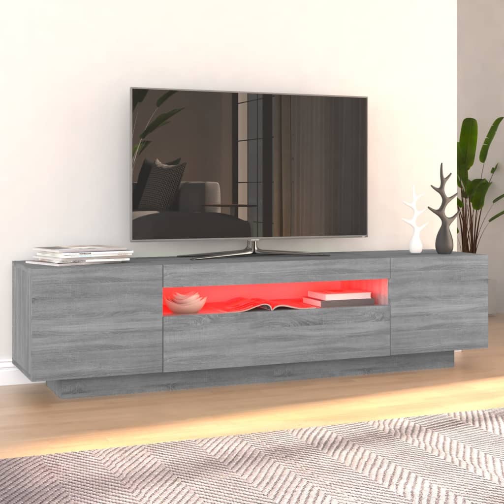 vidaXL Móvel de TV com luzes LED 160x35x40 cm sonoma cinzento