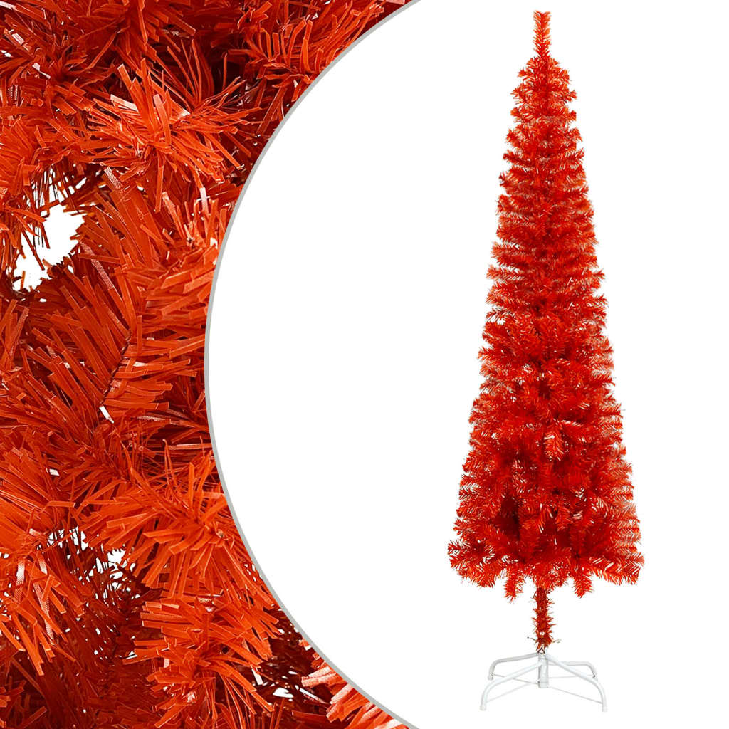 vidaXL Árvore de Natal pré-iluminada fina 150 cm vermelho