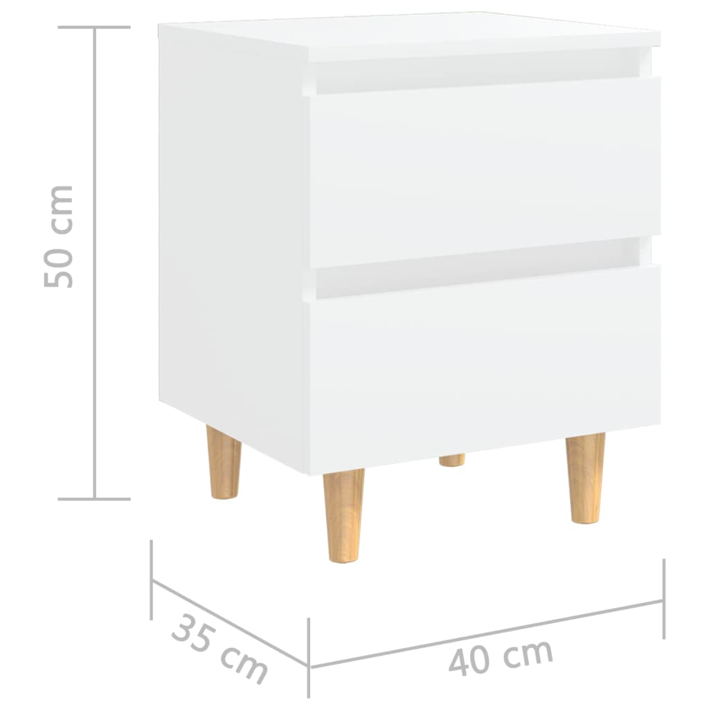vidaXL Mesa de cabeceira c/ pernas de pinho maciço 40x35x50 cm branco