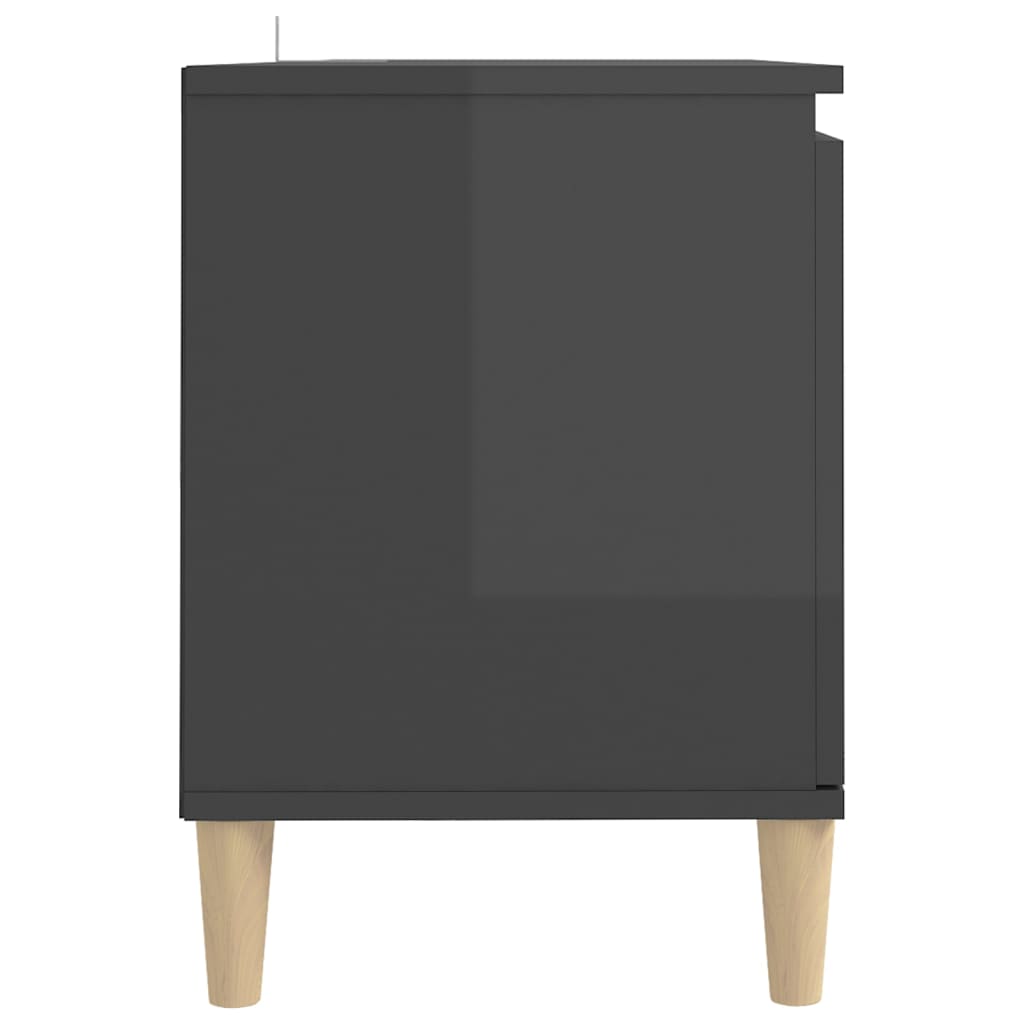 vidaXL Móvel de TV pernas de madeira 103,5x35x50 cm cinzento brilhante