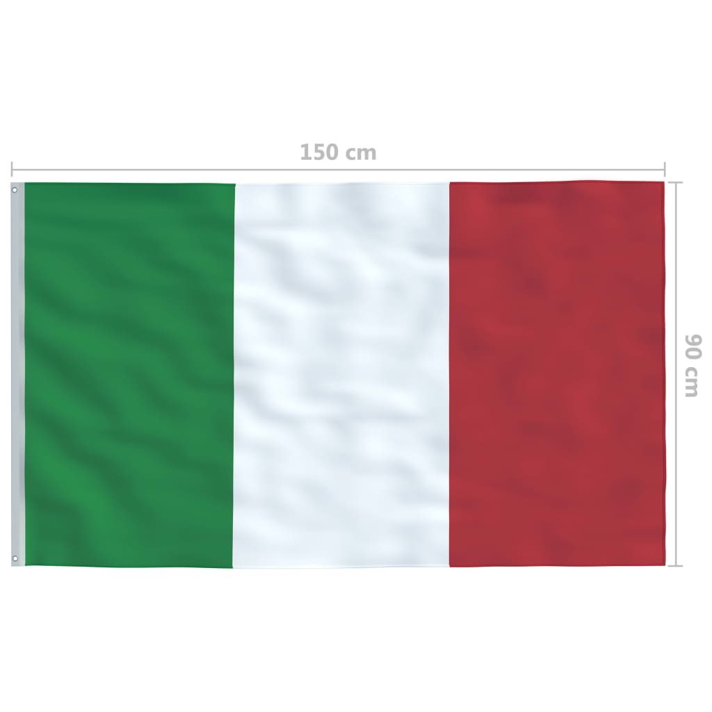 vidaXL Bandeira da Itália com mastro de alumínio 4 m