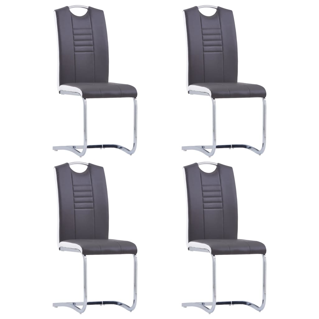 vidaXL Cadeiras de jantar cantilever 4 pcs couro artificial cinzento