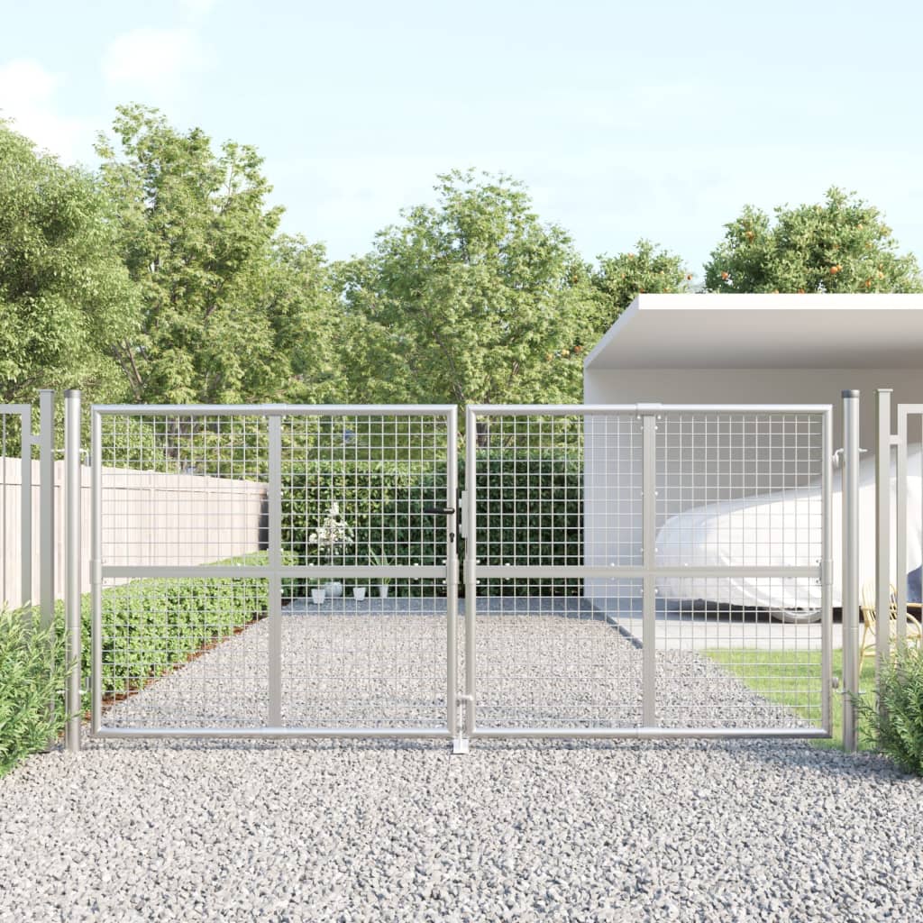vidaXL Portão de rede para jardim 300x175 cm aço galvanizado prateado