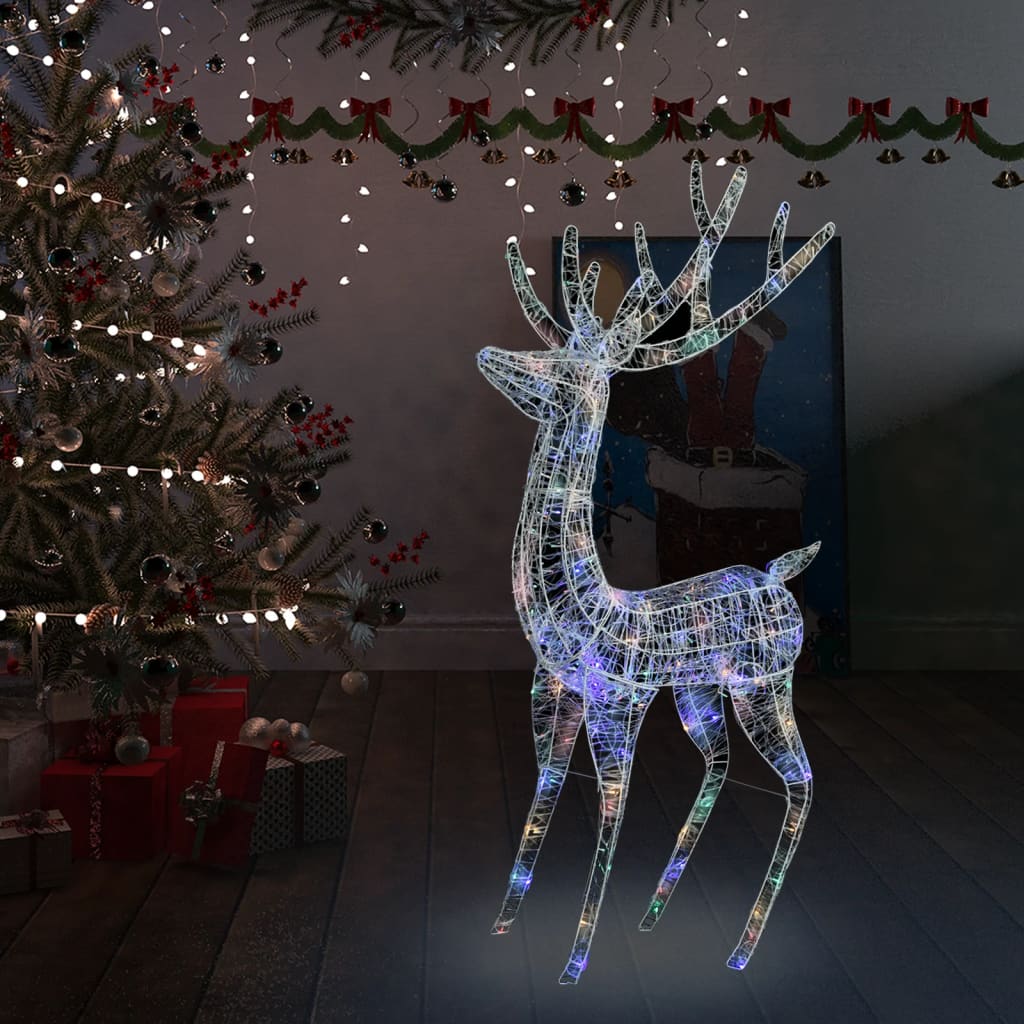 vidaXL Rena de Natal XXL 250 luzes LED coloridas 180 cm acrílico