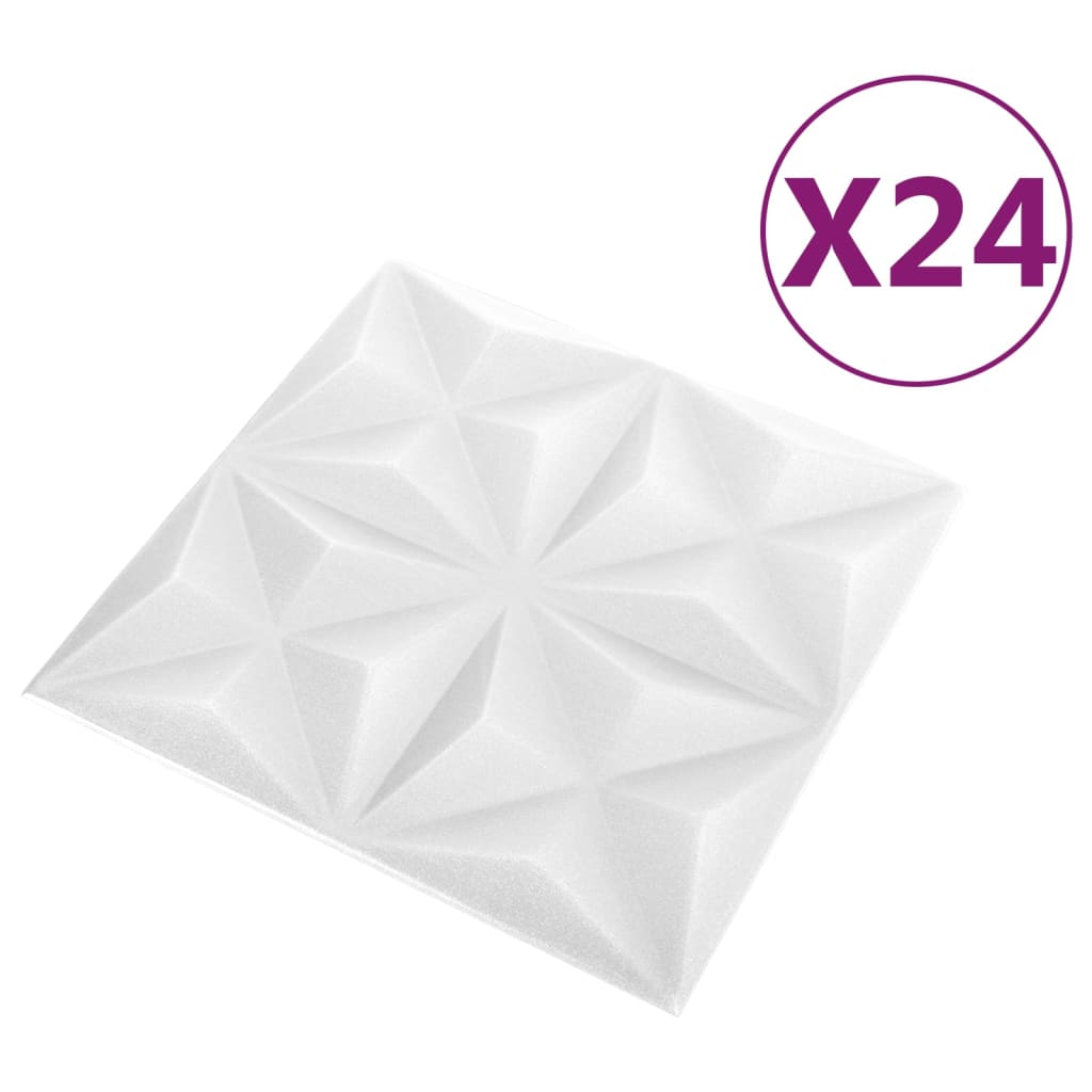 vidaXL Painéis de parede 3D 24 pcs 50x50 cm 6 m² origami branco
