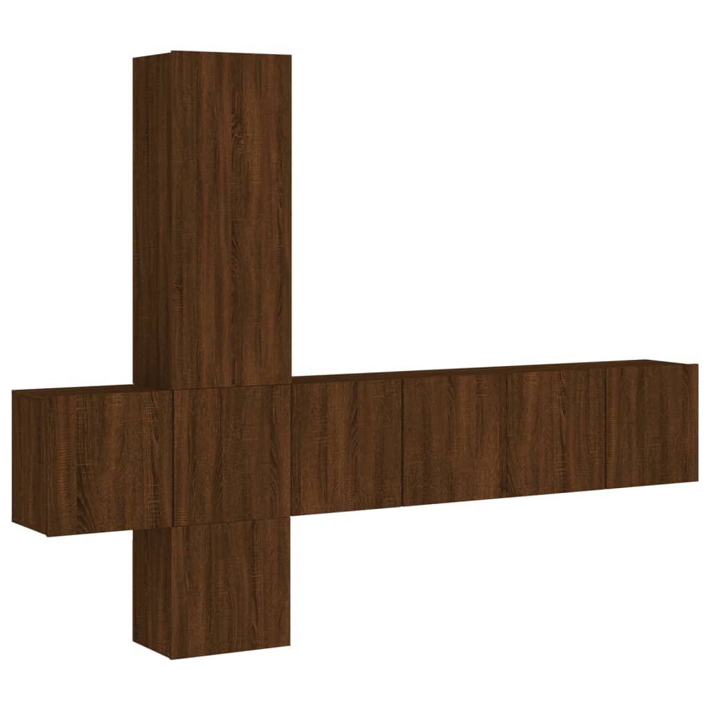 vidaXL 5pcs móveis de parede p/ TV derivados madeira carvalho castanho