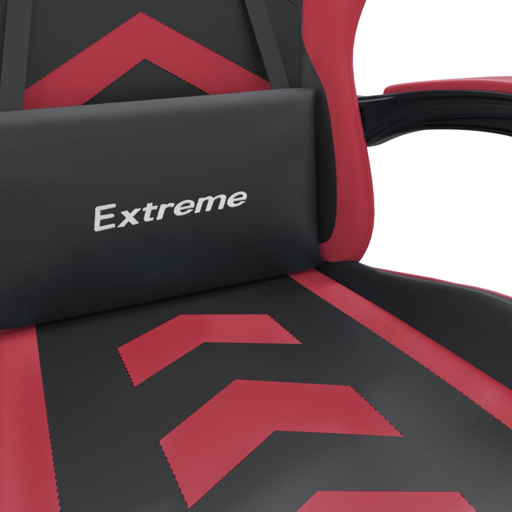 vidaXL Cadeira gaming giratória couro artificial preto/vermelho tinto