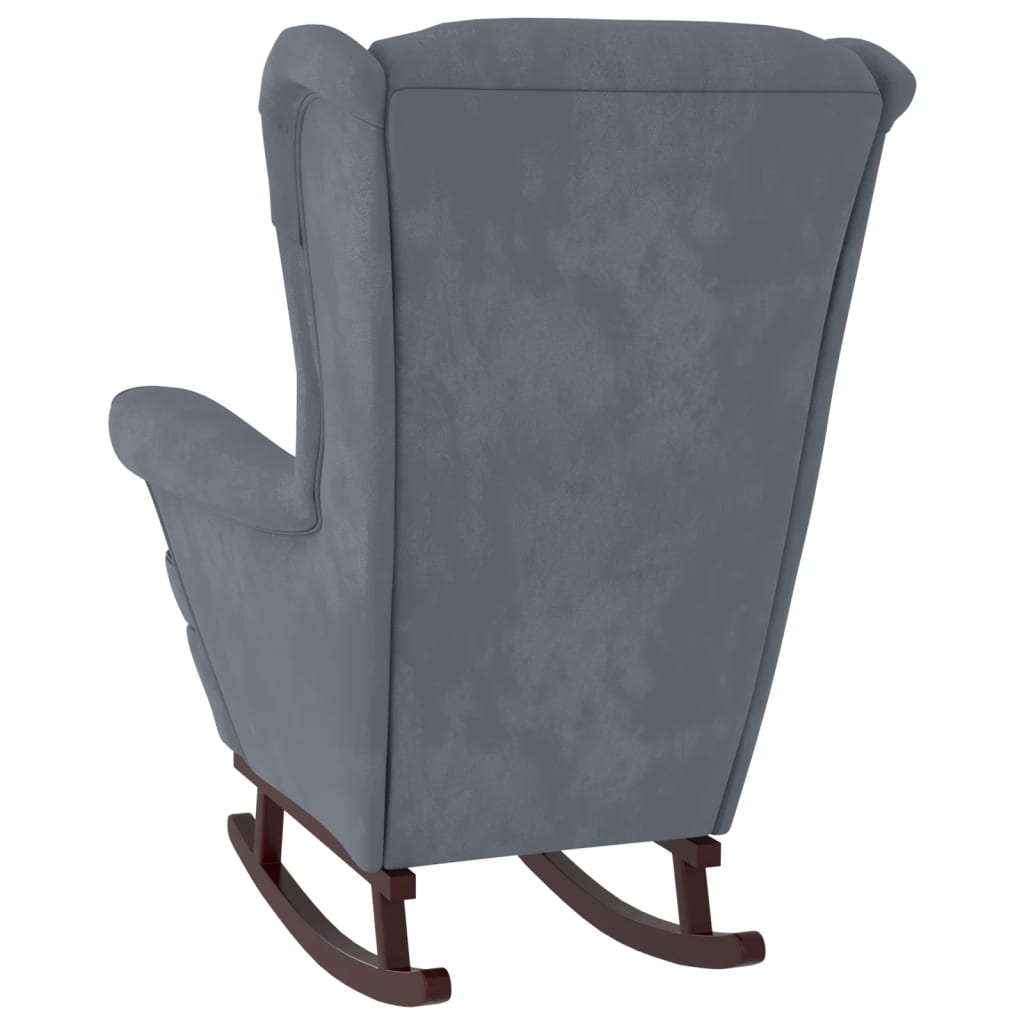 vidaXL Cadeira de baloiço c/ pernas em seringueira veludo cinza-escuro