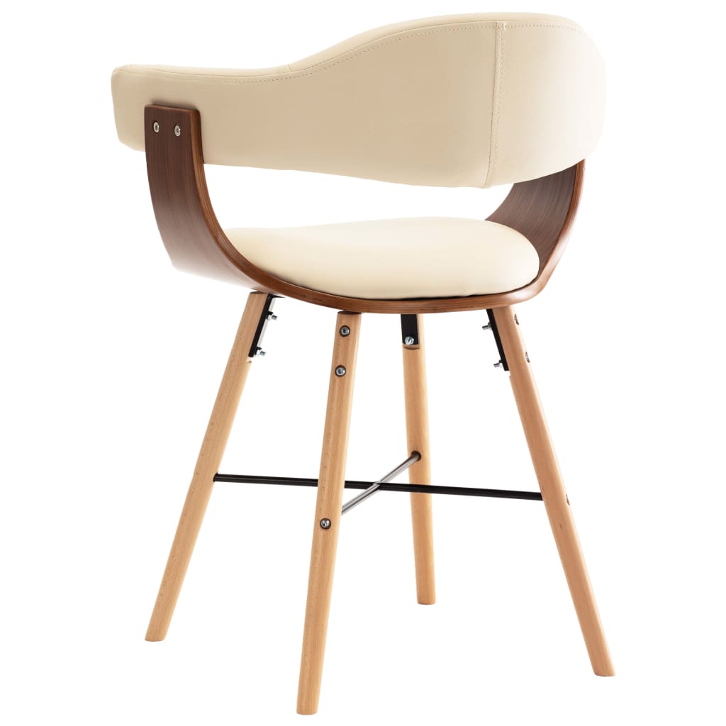 vidaXL Cadeiras de jantar 4 pcs couro artificial creme madeira curvada