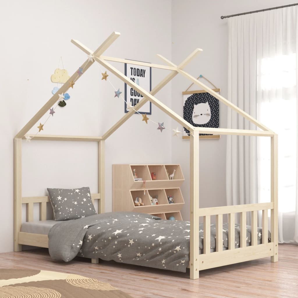 vidaXL Estrutura de cama para crianças 90x200 cm pinho maciço