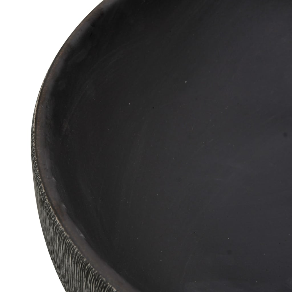 vidaXL Lavatório de bancada oval 59x40x14 cm cerâmica cinza e preto