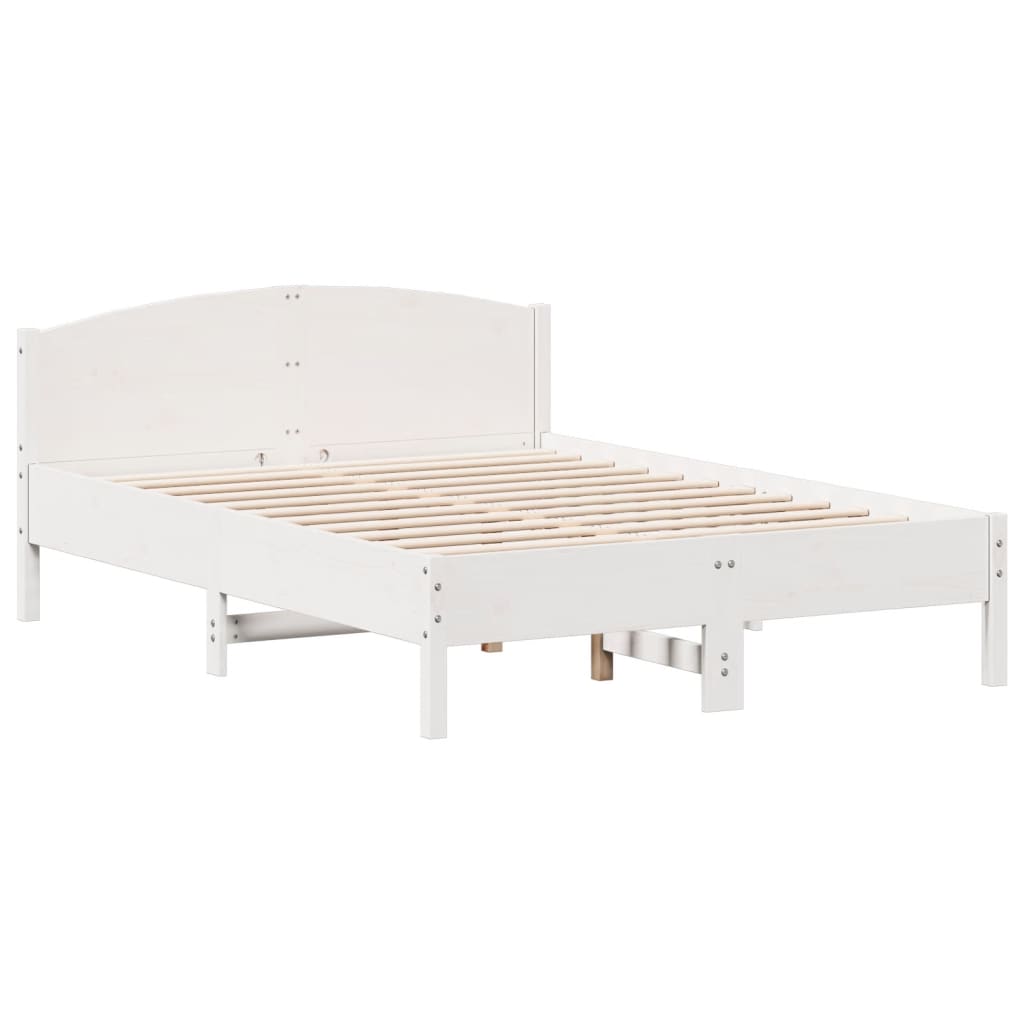 vidaXL Estrutura cama c/ cabeceira 120x190 cm pinho maciço branco