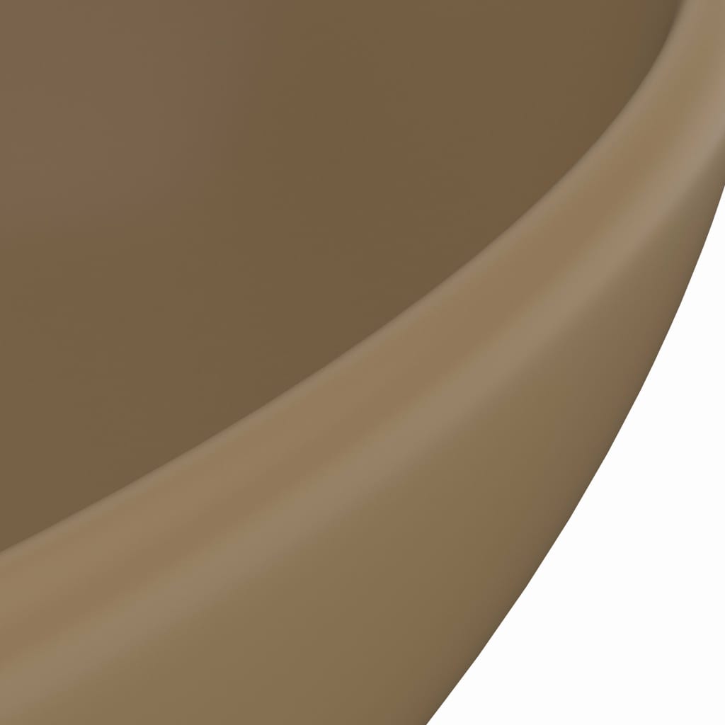 vidaXL Lavatório luxuoso formato oval 40x33 cm cerâmica creme mate
