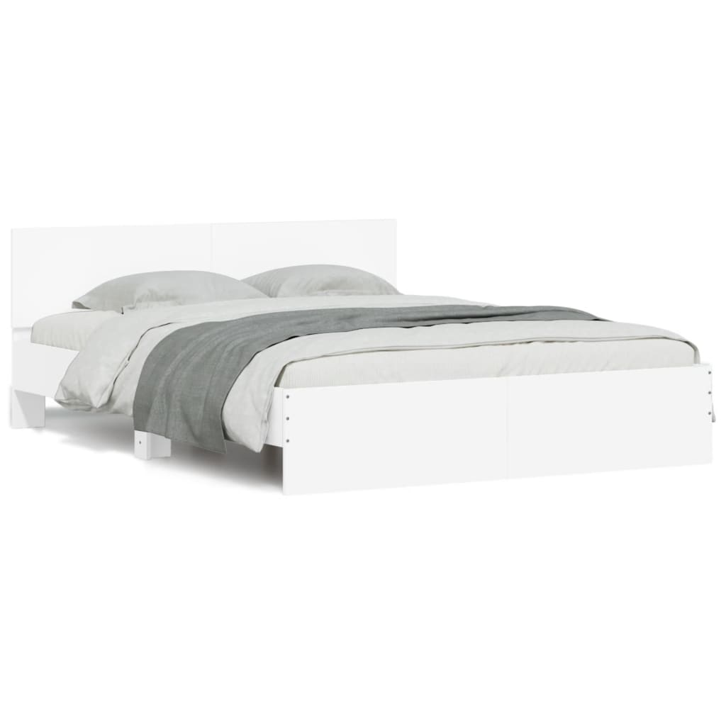vidaXL Estrutura de cama c/ cabeceira e luzes LED 150x200 cm branco