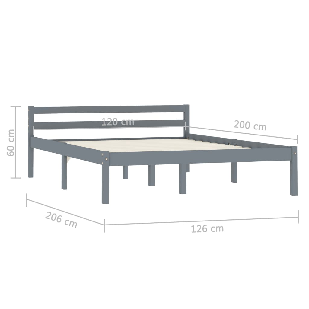 vidaXL Estrutura de cama 120x200 cm madeira pinho maciço cinzento