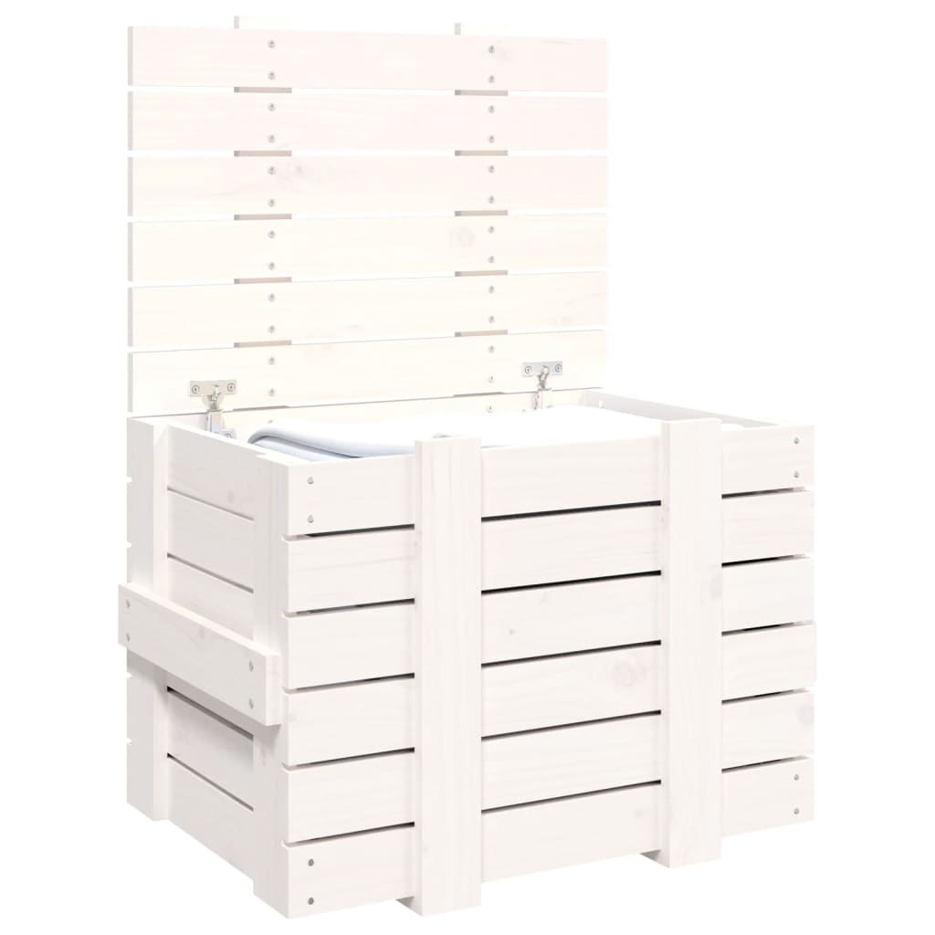 vidaXL Caixa de arrumação 58x40,5x42 madeira de pinho maciça branco