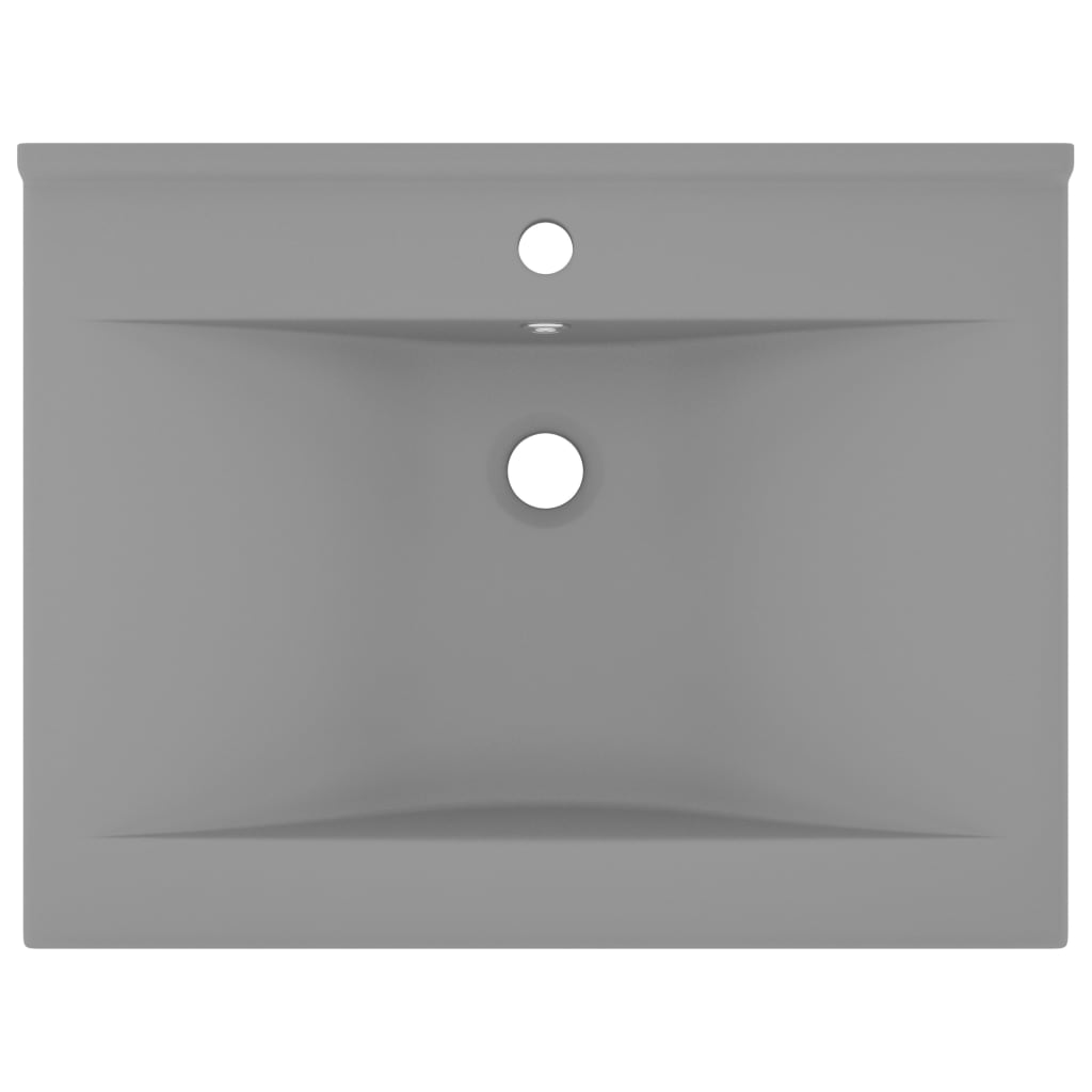 vidaXL Lavatório c/orifício torneira 60x46cm cerâmica cinza-claro mate