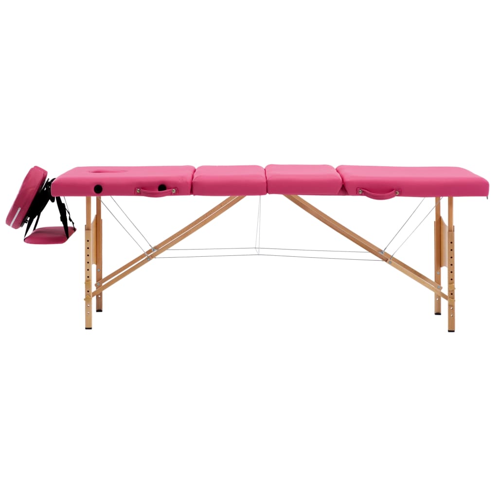 vidaXL Mesa de massagens dobrável 4 zonas madeira rosa