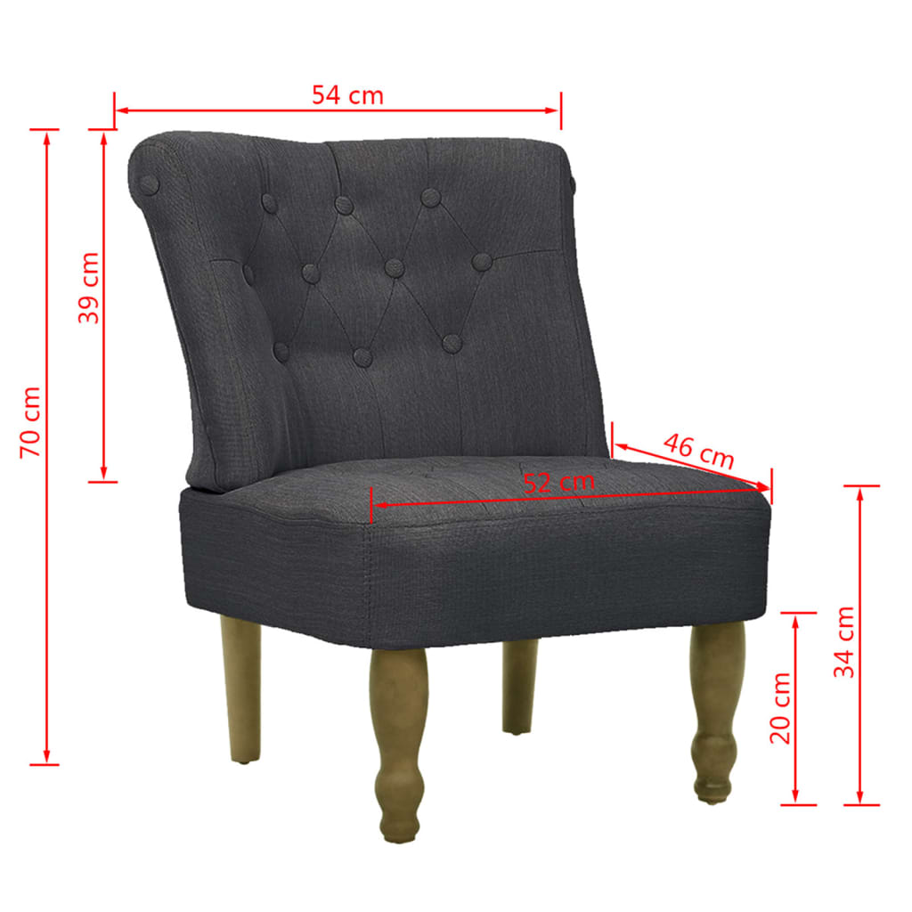 vidaXL Cadeiras francesas 2 pcs tecido cinzento