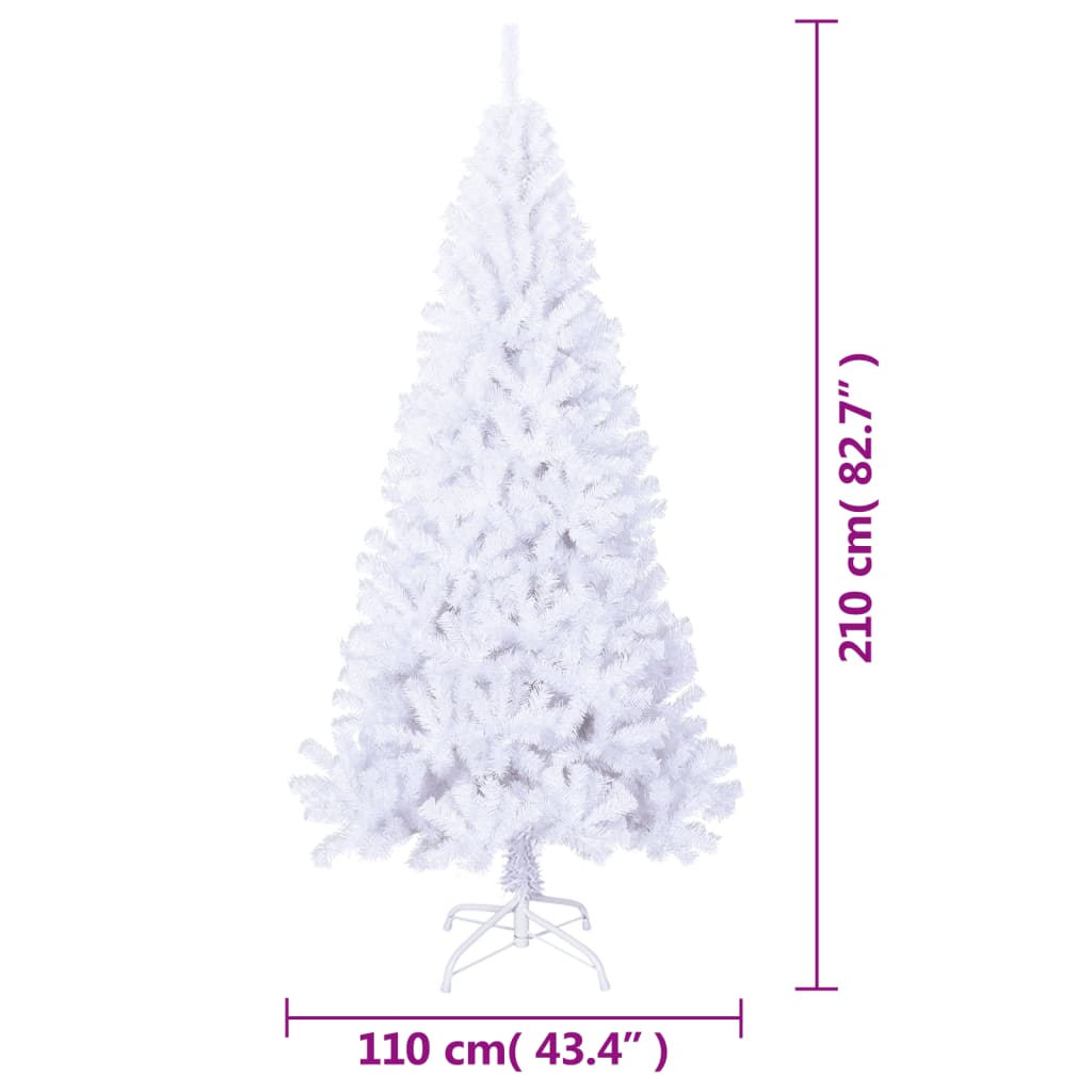 vidaXL Árvore de Natal artificial com ramos grossos 210 cm PVC branco