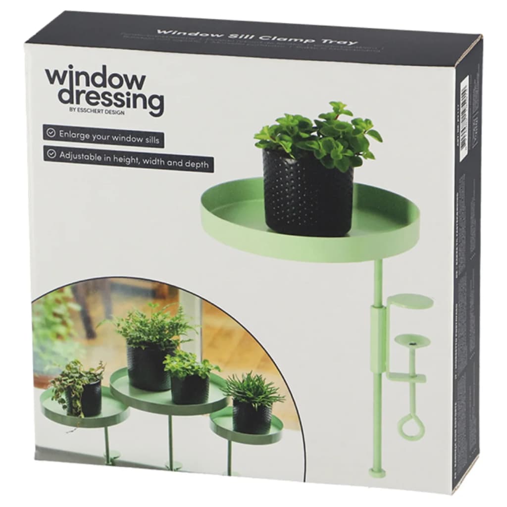 Esschert Design Tabuleiro para plantas redondo com braçadeira M verde