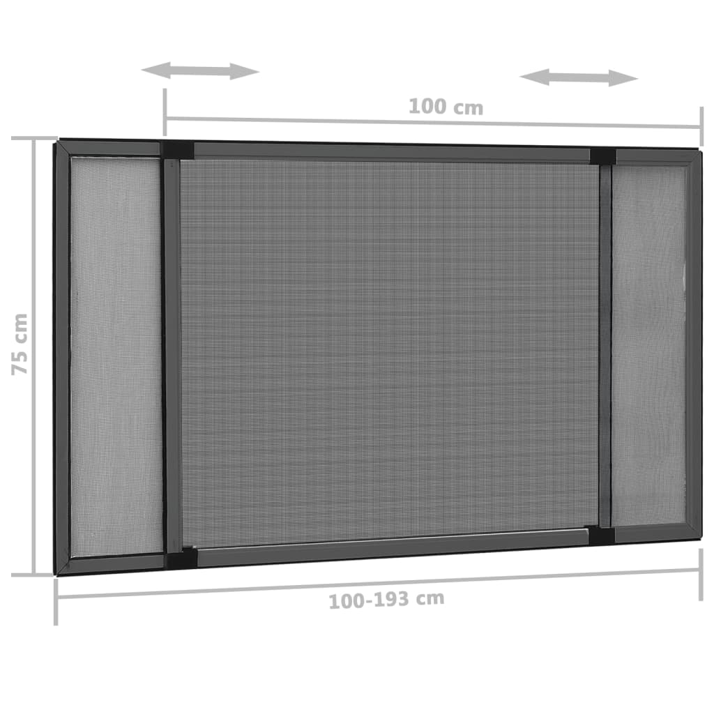 vidaXL Tela anti-insetos extensível janelas (100-193)x75 cm antracite