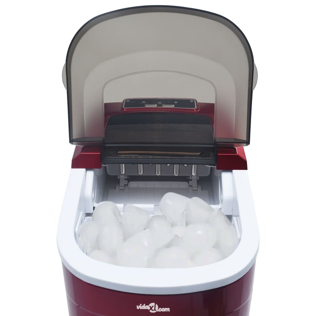 vidaXL Máquina de fazer cubos de gelo 2,4 L 15 kg/24 h vermelho