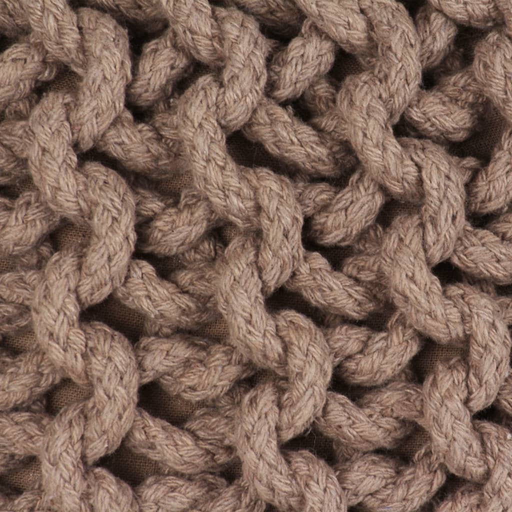 vidaXL Pufe tricotado à mão algodão 50x35 cm castanho
